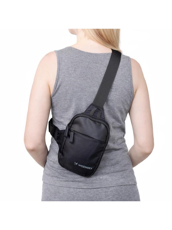 Wozinsky WMS-W1 unisex mini-olkalaukku, vedenpitävä, kaksiosastoinen puhelimelle - Black