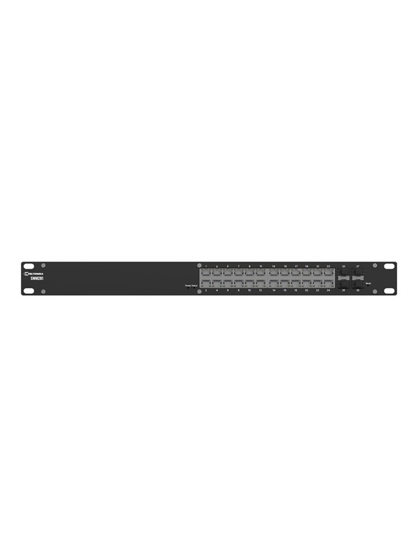 Teltonika SWM281 -kytkin, hallittava L2+, 24x Gigabit Ethernet, 4x SFP, räkkiasennettava, alumiini
