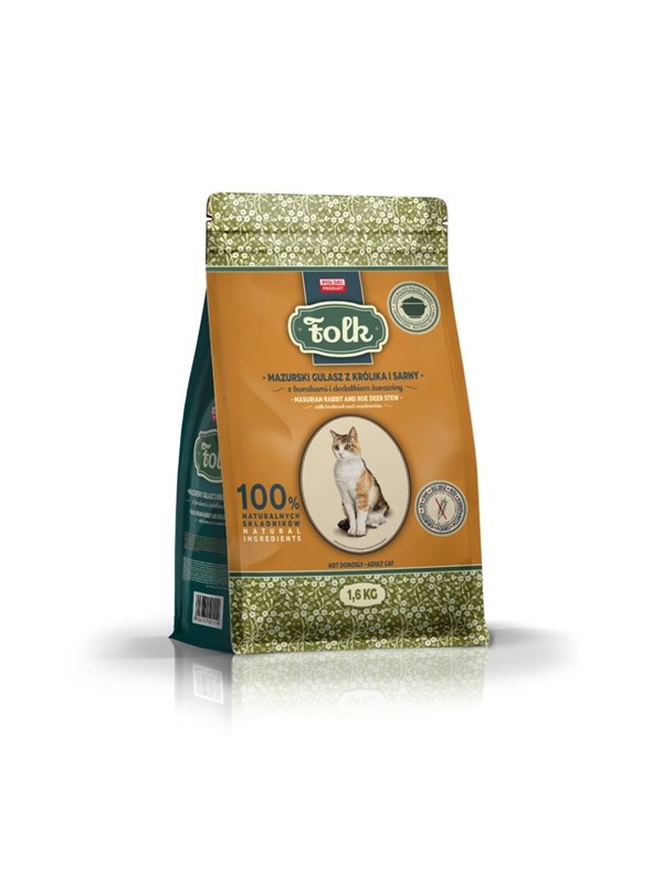 Folk Masurian-tyylinen kani- ja metsäkaurispatä punajuurilla ja karpaloilla - kuiva kissanruoka - 1,6kg