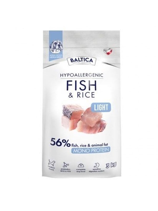 BALTICA Nutraceutic Hypoallergenic Light M Fish with rice - kuiva koiranruoka - 3kg