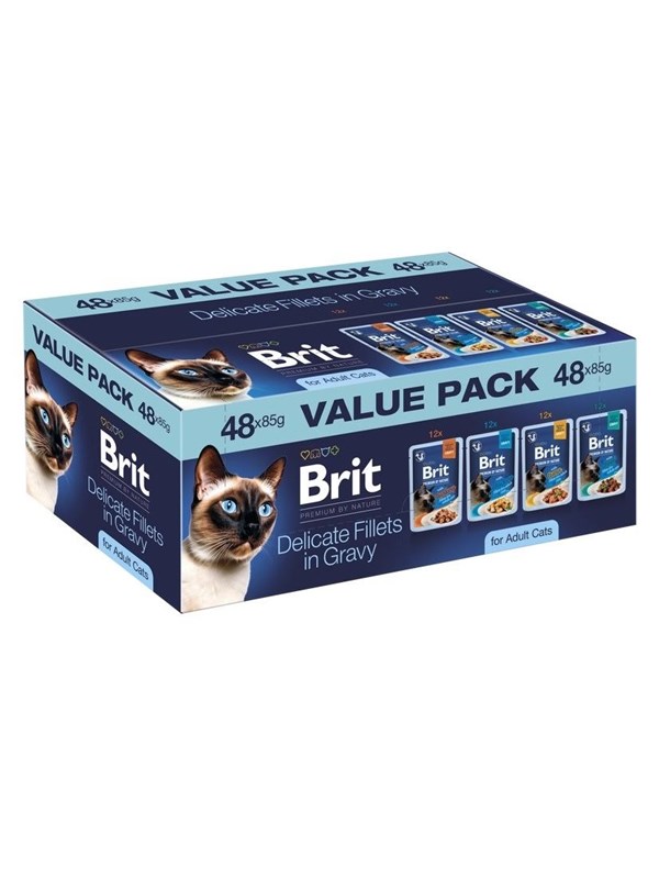 Brit Premium by Nature Herkät fileet kastikkeessa laatikko - märkä kissanruoka - 48x85g