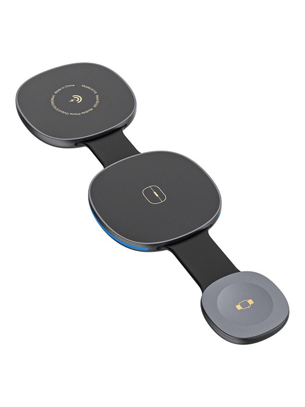 Dudao A11S 3-in-1 Wireless Charger Compatible with MagSafe Smartphone Smartwatch Headphones - Black