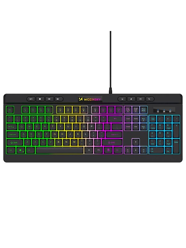 Wozinsky WKG-1044 Wired Backlit Membrane Gaming Keyboard - Black (US International)