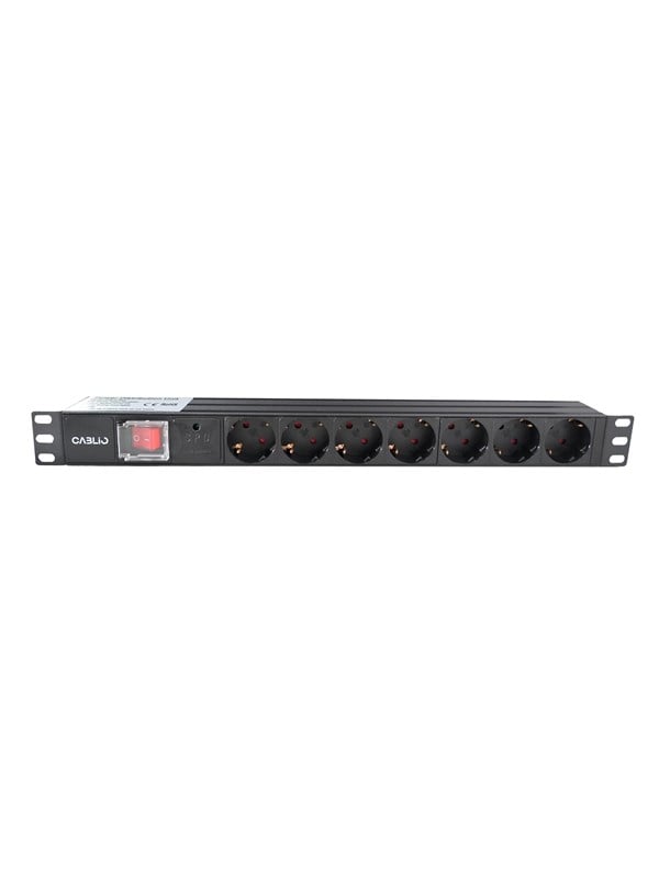 Cablio 1U Aluminum PDU | 7x Outlets | Surge Protection | 16A
