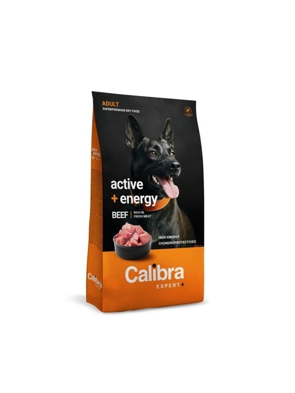 Calibra Dog EXPERT+ Adult Aktiivinen & Energia Naudanliha 12 kg.