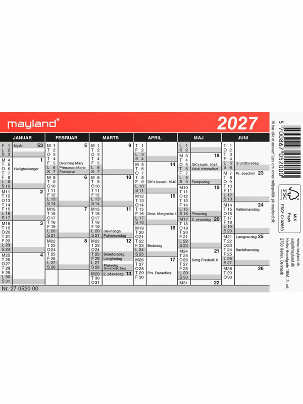 Mayland Mini kalender 2027