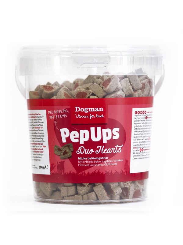Dogman PepUps Duo Hearts 3-makuiset koiranherkut 500g