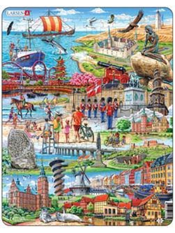 Larsen Puzzles Palapeli Tanskan nähtävyydet - 140-palainen, Maxi 2D Palapelit