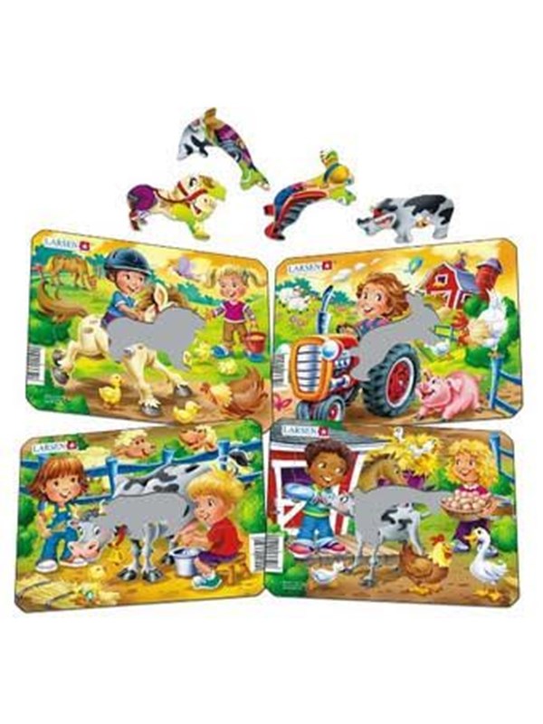 Larsen Puzzles Palapeli Lapset maatilalla 4-asst - 9 palaa, 2D Palapelit