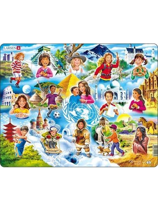Larsen Puzzles Palapeli Lapsia ympäri maailmaa - 15-palainen, Maxi