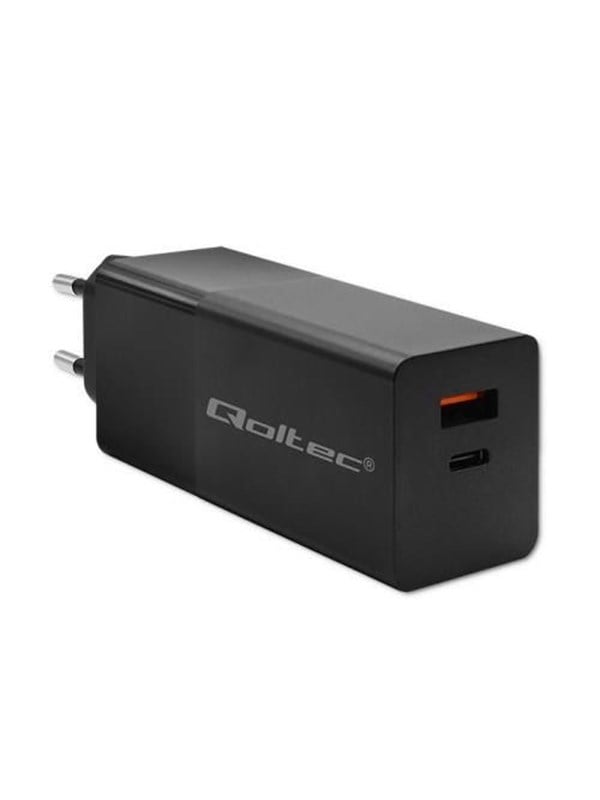 Qoltec Power Pro GaN Charger 52382 - 100W - USB-C ja USB-A - Musta
