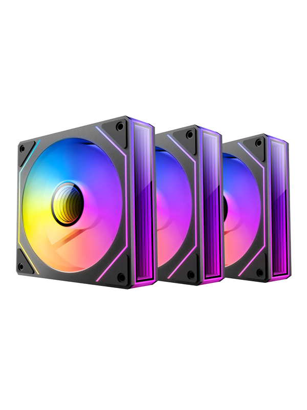 DUTZO INF 120 PWM ARGB (3-pack) - Kotelotuuletin - 120mm - Musta RGB LED valolla - 28 dBA