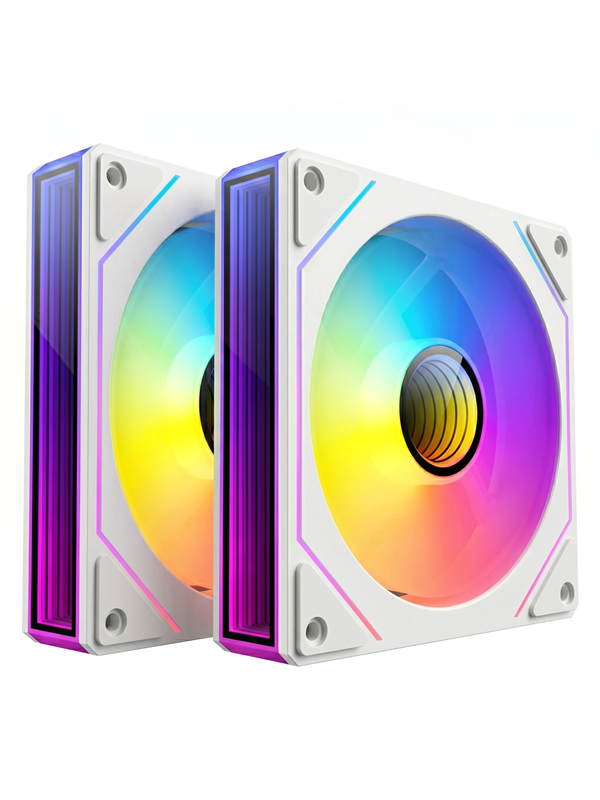 DUTZO INF 140 PWM ARGB (2-pack) - Kotelotuuletin - 140mm - Valkoinen, RGB-valolla - 28 dBA