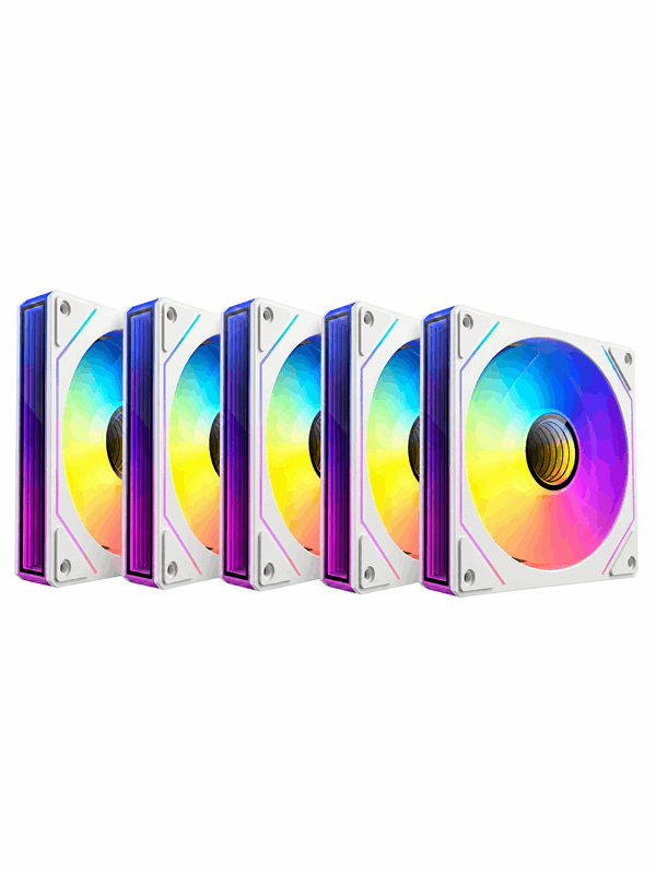 DUTZO INF 120 PWM ARGB Reverse (5-pack) - Kotelotuuletin - 120mm - Valkoinen, RGB-valolla - 28 dBA