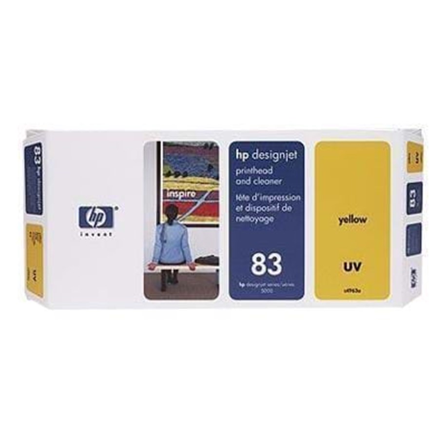 Mustepatruunat, värikasetit ja lisävarusteet - HP 83 Printhead Cleaner Yellow - Tulostuspää puhdistimen kanssa Keltainen - C4963A