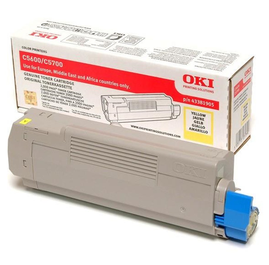 Mustepatruunat, värikasetit ja lisävarusteet - OKI 43381905 Toner Keltainen - Laser värikasetti Keltainen - 43381905
