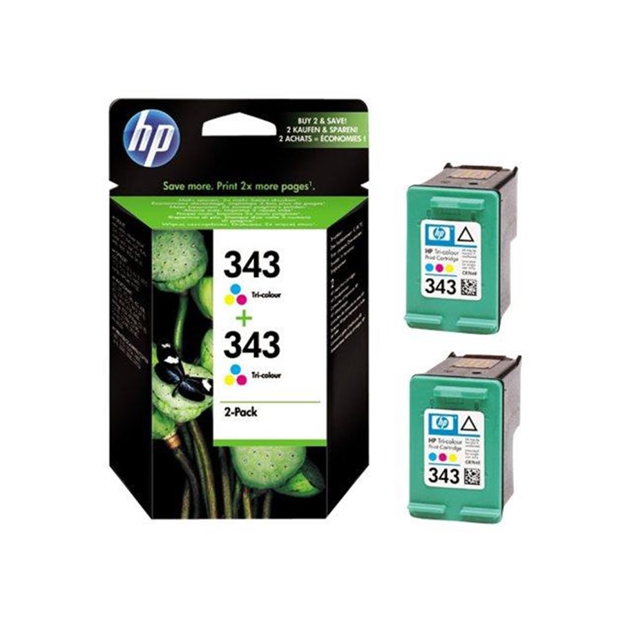 Mustepatruunat, värikasetit ja lisävarusteet - HP 343 / CB332EE 2-Pack - Mustepatruuna Syaani, Magenta, Keltainen - CB332EE