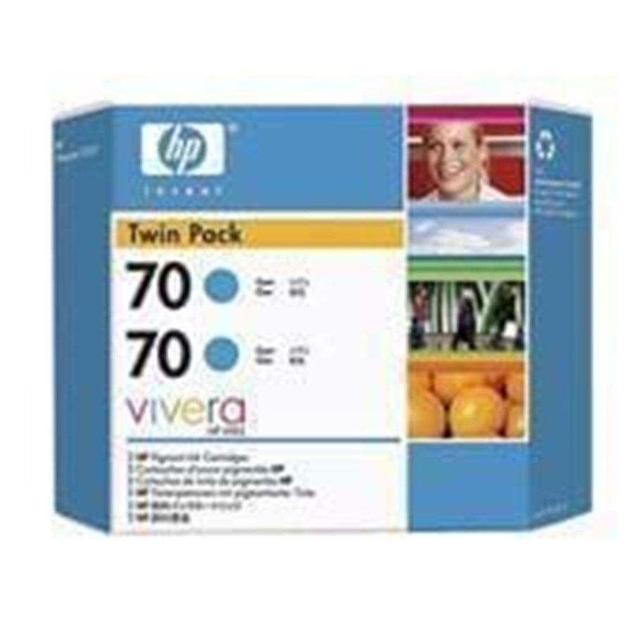 Mustepatruunat, värikasetit ja lisävarusteet - HP 70 Twin Pack - Mustepatruuna Syaani - CB343A