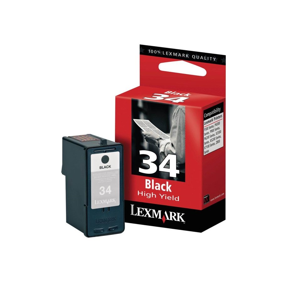 Mustepatruunat, värikasetit ja lisävarusteet - Lexmark 34 Black - Mustepatruuna musta - 18C0034E
