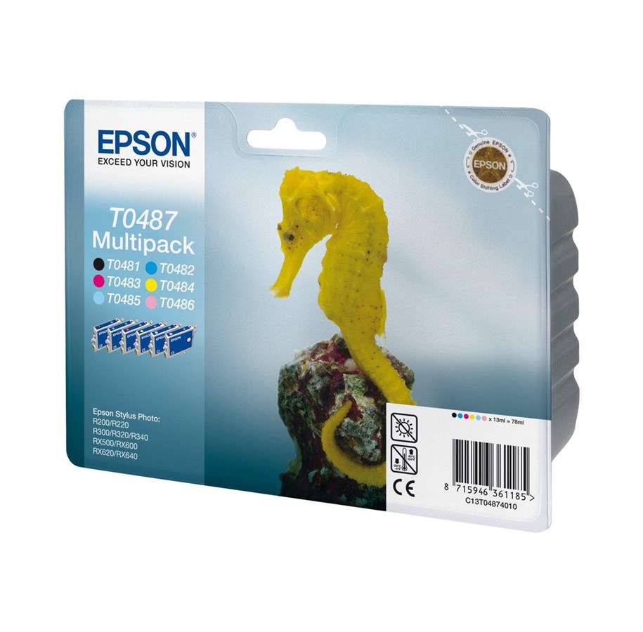 Mustepatruunat, värikasetit ja lisävarusteet - Epson Ink T0487 - Multipack - Mustepatruuna Syaani - C13T04874010