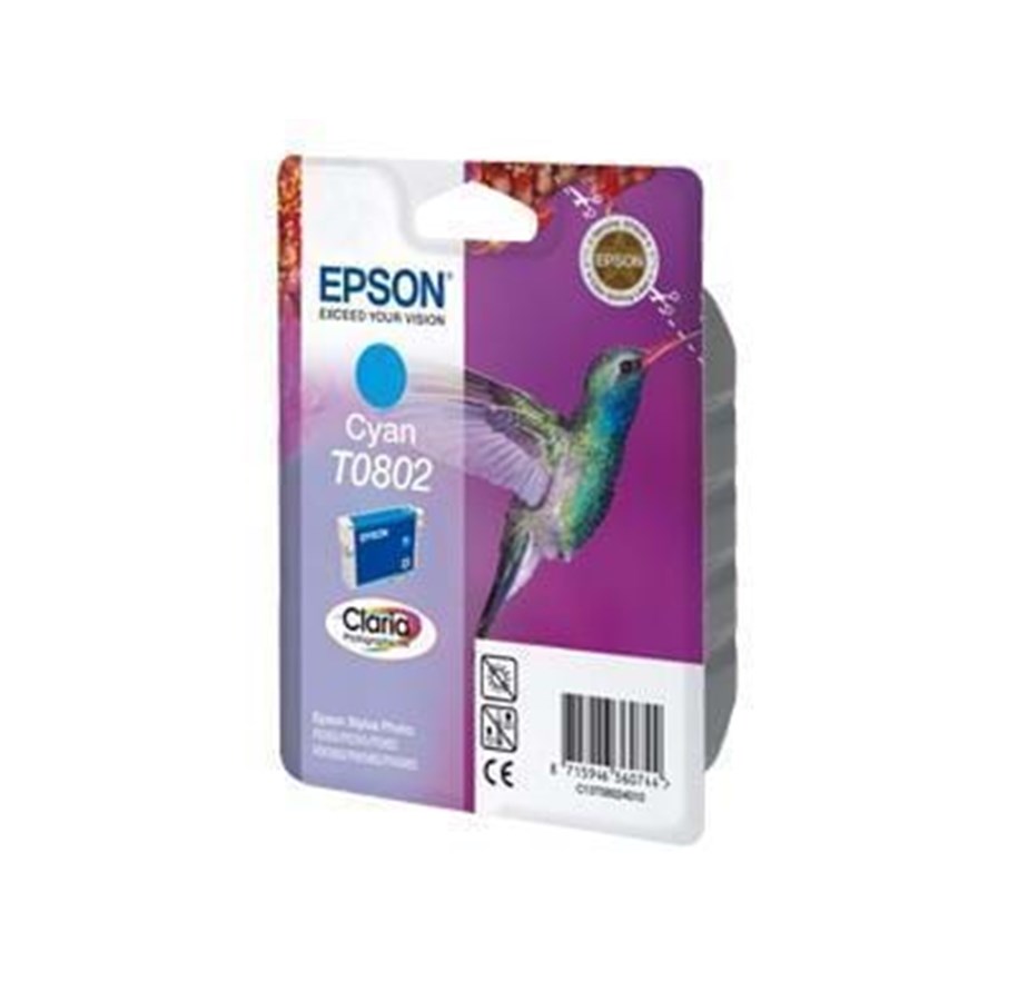Mustepatruunat, värikasetit ja lisävarusteet - Epson T0802 - Mustepatruuna Syaani - C13T08024010