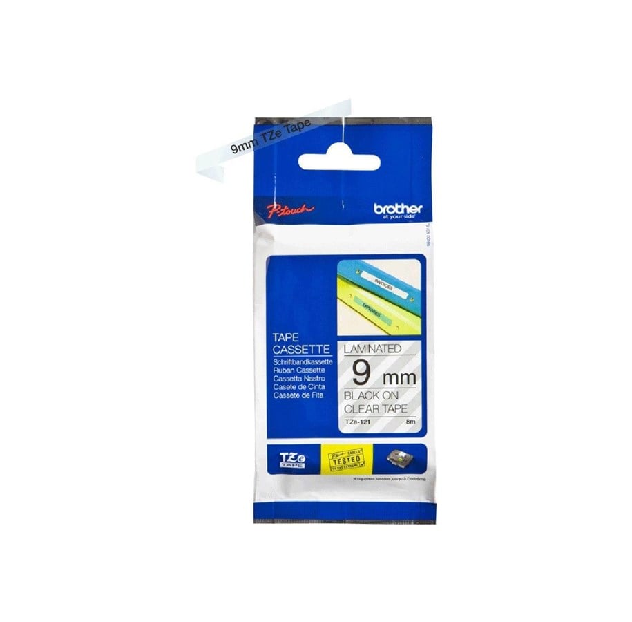Paperit, valokuvapaperit ja tarrat - Brother TZ121 - Black On Clear - Roll (0.9 cm x 8 m) - TZ121