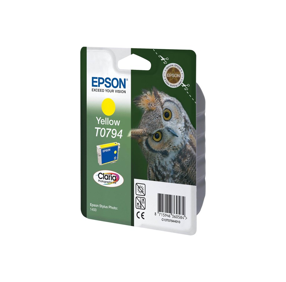 Mustepatruunat, värikasetit ja lisävarusteet - Epson T0794 - Keltainen Ink - Mustepatruuna Keltainen - C13T07944020