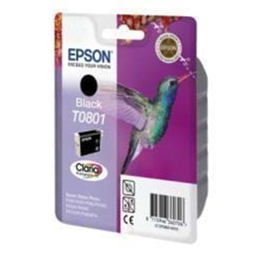 Mustepatruunat, värikasetit ja lisävarusteet - Epson T0801 Black - Mustepatruuna musta - C13T08014020