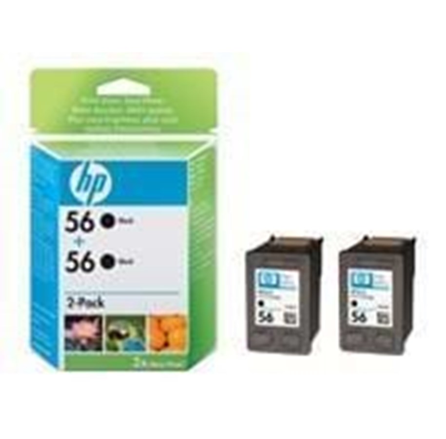 Mustepatruunat, värikasetit ja lisävarusteet - HP 2x 56 Black - Mustepatruuna musta - C9502AE#301
