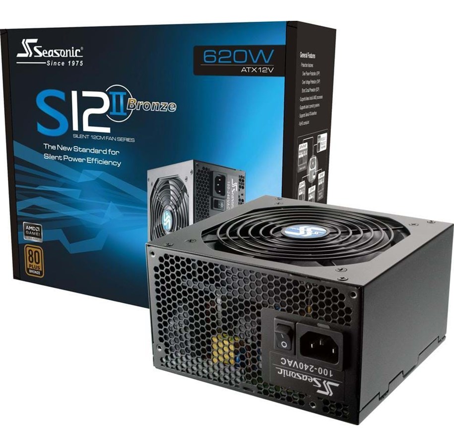 Virtalähde - Seasonic S12II-620 Virtalähde - 620 Watt - 120 mm - ATX - 80 Plus Pronssi sertifioitu - S12II-620