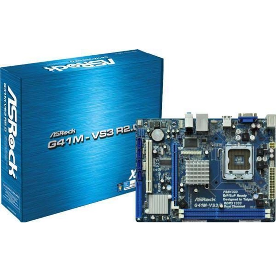 Emolevy - ASRock G41M-VS3 R2.0 Emolevy - Intel G41 Express - Intel LGA775 - DDR3 RAM - Micro-ATX - G41M-VS3 R2.0