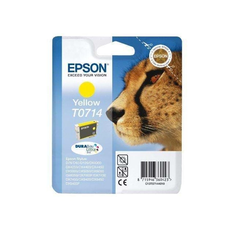 Mustepatruunat, värikasetit ja lisävarusteet - Epson T0714 Yellow - Mustepatruuna Keltainen - C13T07144021