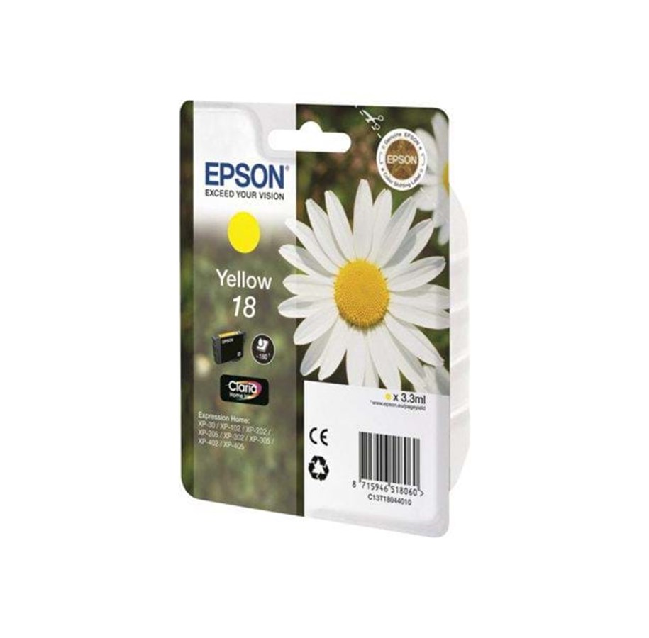Mustepatruunat, värikasetit ja lisävarusteet - Epson 18 Ink Cartridge - Keltainen - Mustepatruuna Keltainen - C13T18044010