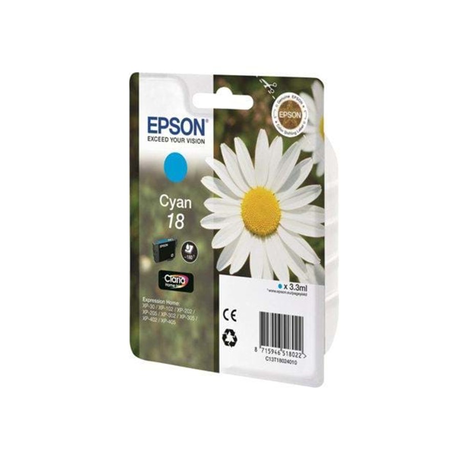 Mustepatruunat, värikasetit ja lisävarusteet - Epson 18 Ink Cartridge - Mustepatruuna Syaani - C13T18024010