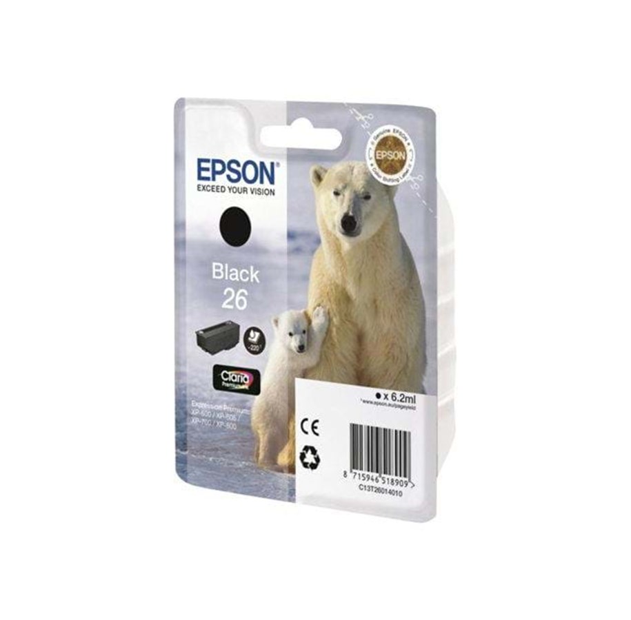 Mustepatruunat, värikasetit ja lisävarusteet - Epson 26 Ink Cartridge - Black - Mustepatruuna musta - C13T26014010