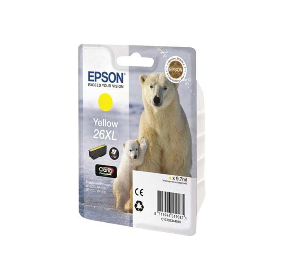 Mustepatruunat, värikasetit ja lisävarusteet - Epson 26XL Ink Cartridge - Yellow - Mustepatruuna Keltainen - C13T26344010