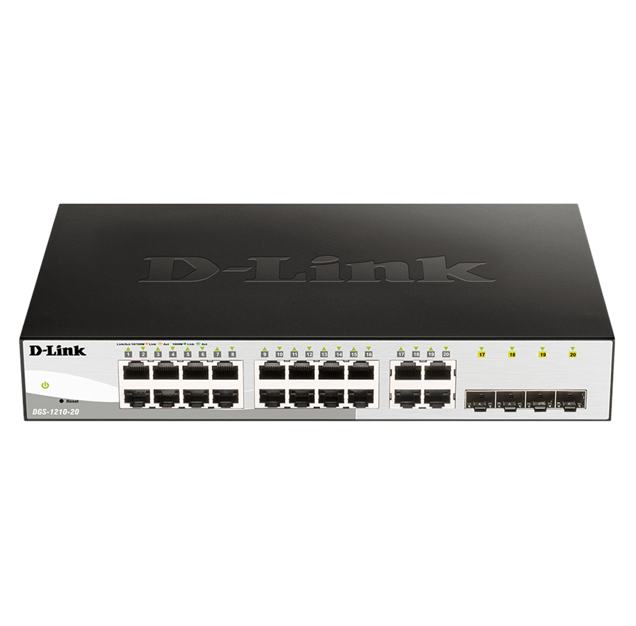 Kytkimet - D-Link DGS-1210-20 20-portin Gigabit Smart Managed -kytkin (16x BASE-T + 4X RJ45/SFP COMBO) - DGS-1210-20