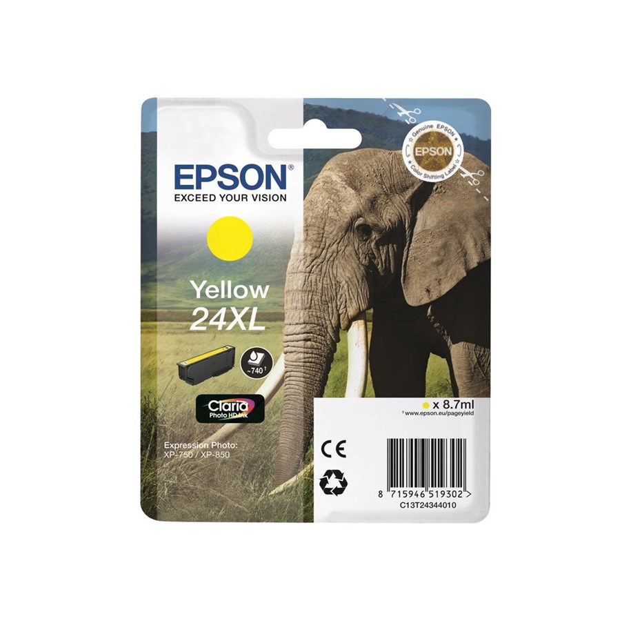 Mustepatruunat, värikasetit ja lisävarusteet - Epson 24XL Ink Cartridge - Keltainen - C13T24344010