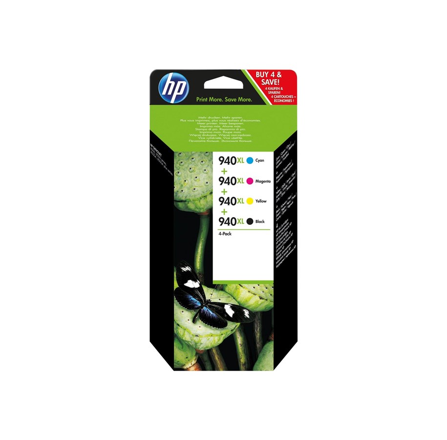 Mustepatruunat, värikasetit ja lisävarusteet - HP 940XL / C2N93AE 4-Pack - Mustepatruuna Syaani - C2N93AE