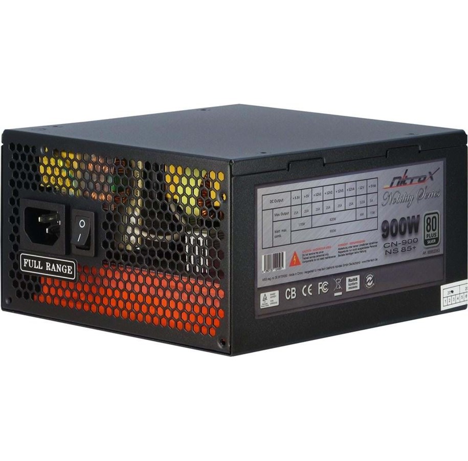 Virtalähde - Inter-Tech CobaNitrox Nobility CN-900 NS Virtalähde - 900 Watt - 135 mm - ATX - 80 Plus Hopea sertifioitu - 88882063