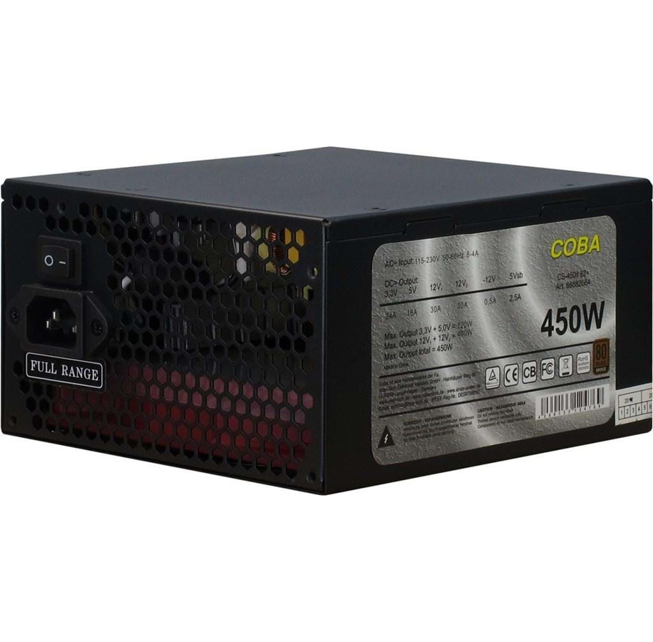 Virtalähde - Inter-Tech CobaPower - 450W PSU Virtalähde - 450 Watt - 135 mm - ATX - 80 Plus Pronssi sertifioitu - 88882064