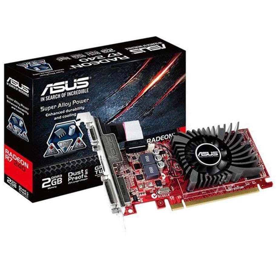 Näytönohjaimet - ASUS Radeon R7 240 Low Profile - 2GB GDDR3 RAM - Näytönohjaimet - 90YV04T0-M0NA00
