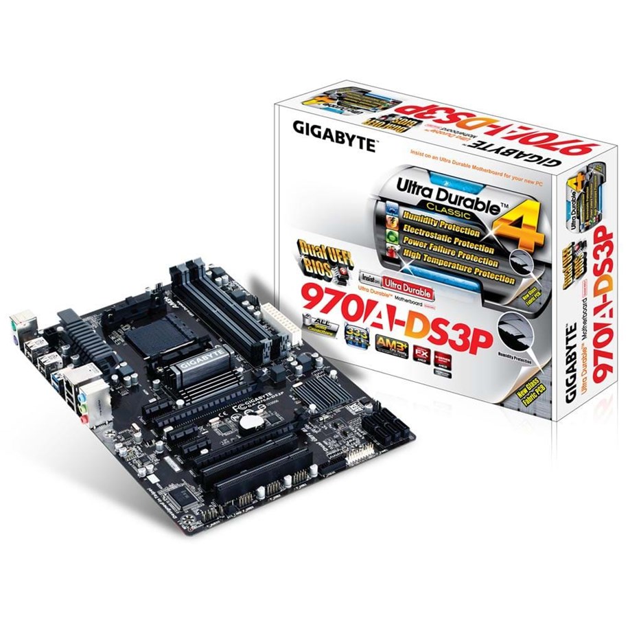 Emolevy - GIGABYTE GA-970A-DS3P Emolevy - AMD 970 - AMD AM3+ socket - DDR3 RAM - ATX - GA-970A-DS3P