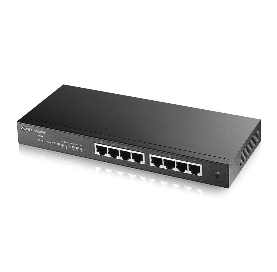 Kytkimet - ZyXEL GS1900-8 8-port GbE Smart Managed Switch - GS1900-8-EU0101F