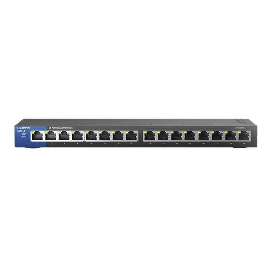 Kytkimet - Linksys LGS116 16-portin liiketoiminnan työpöydän gigabit-kytkin - LGS116-EU