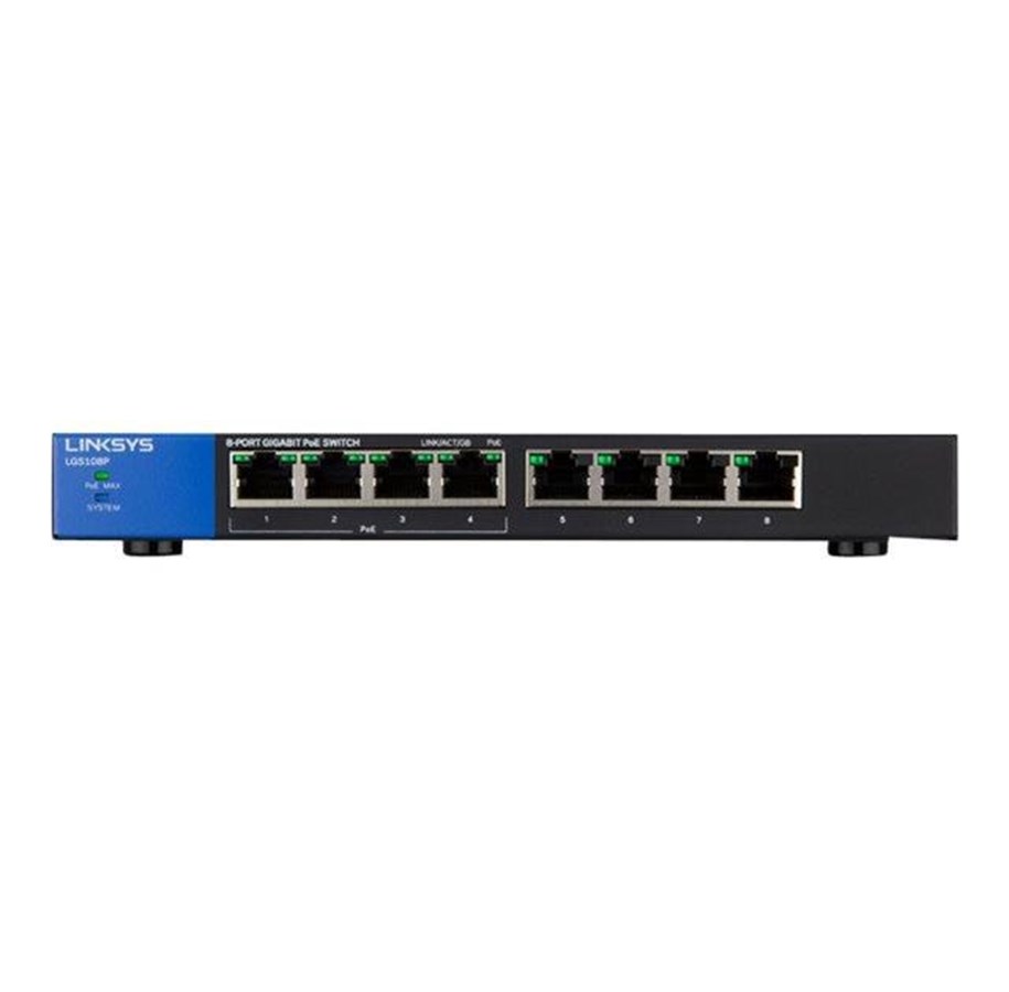 Kytkimet - Linksys LGS108P 8-portainen yrityksen pöytätietokoneen Gigabit PoE+ kytkin - LGS108P-EU