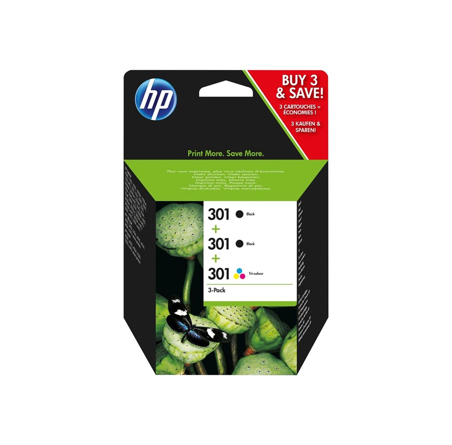 Mustepatruunat, värikasetit ja lisävarusteet - HP 301 / E5Y87EE Combo 3-Pack - Mustepatruuna Väriainepohjainen kolmiväri - E5Y87EE