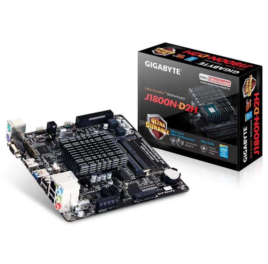 Emolevy - GIGABYTE GA-J1800N-D2H Emolevy - Intel Onboard CPU - DDR3L (Low Voltage) RAM - Mini-ITX - GA-J1800N-D2H