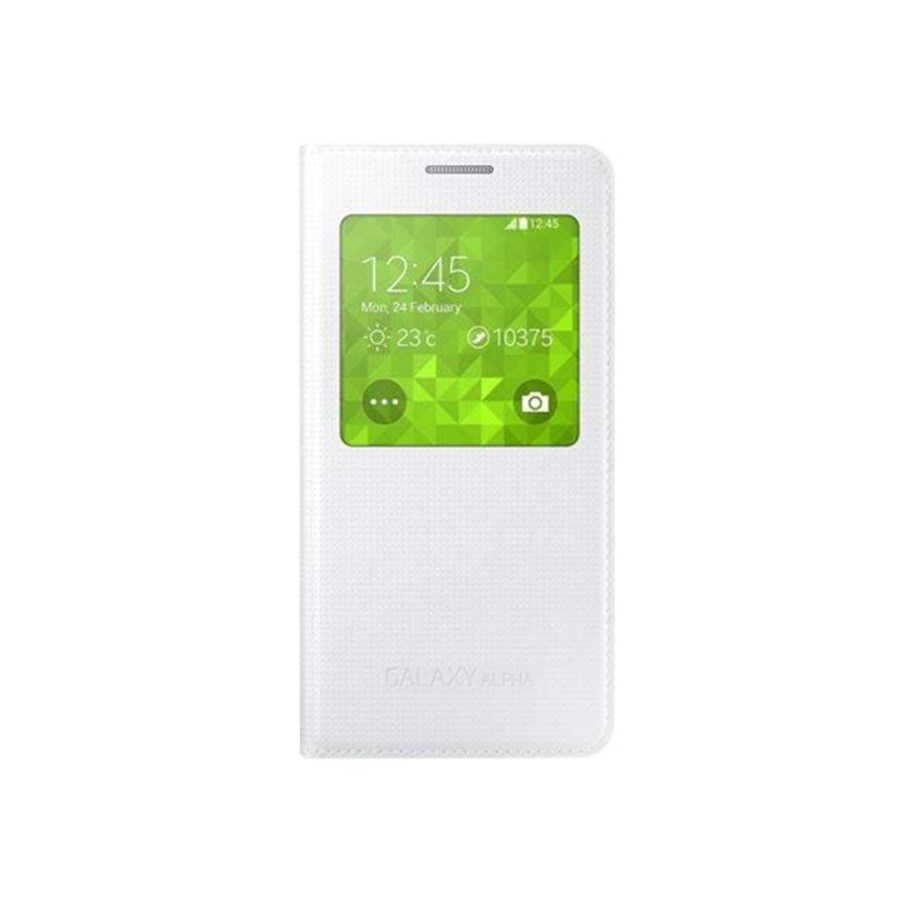 Puhelin - Kannet ja kotelot - Samsung S View Cover Galaxy Alpha White - EF-CG850BWEGWW