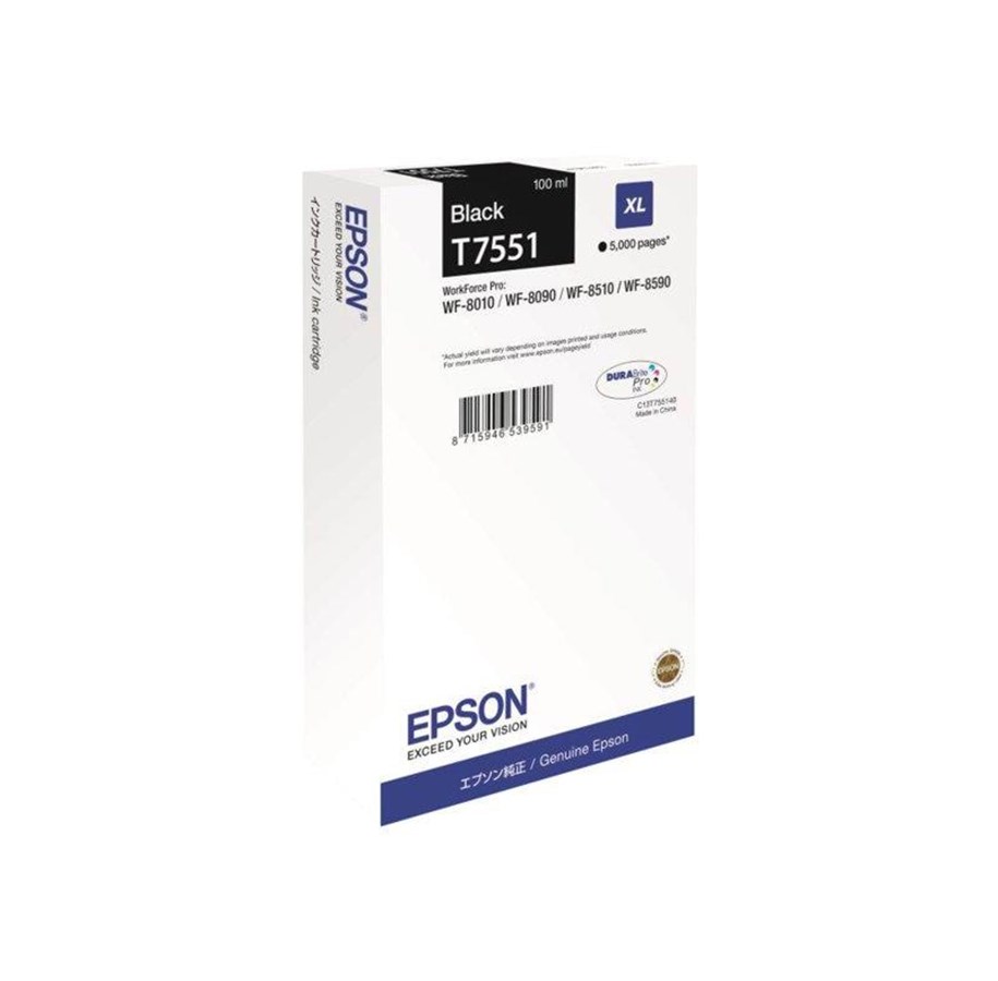 Mustepatruunat, värikasetit ja lisävarusteet - Epson T7551 XL - Musta - C13T755140